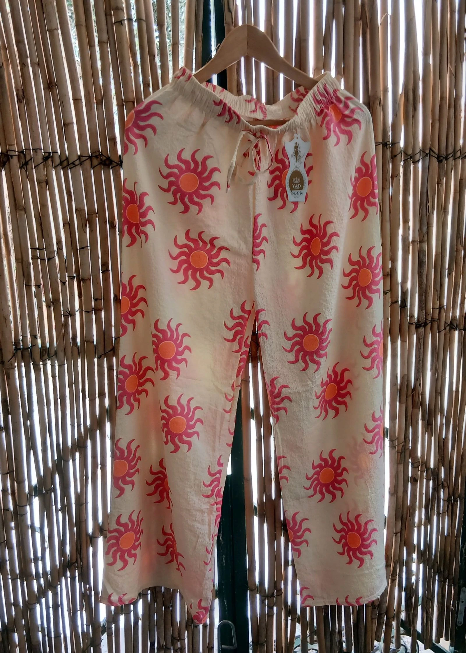 Pantalon fluide à motifs soleils – Taille Unique  – Neuf avec étiquette